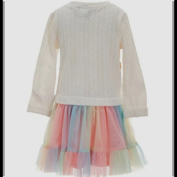 Rare Editions White Sweater Dress with Colorful Hearts Size 6 Girl Valentine,s - Picture 2 of 7
